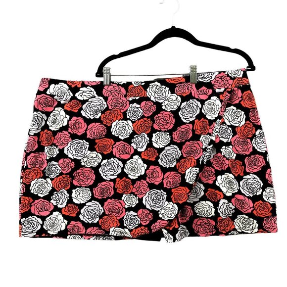 Jones New York Mini Skort Womens XXL Pink Floral Cotton Athletic Faux Wrap - Picture 1 of 9